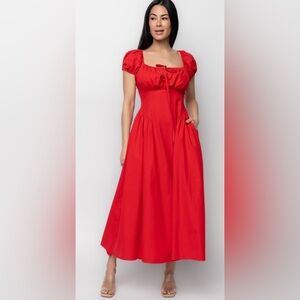 Baltic Born Red Midi Cotton Dress